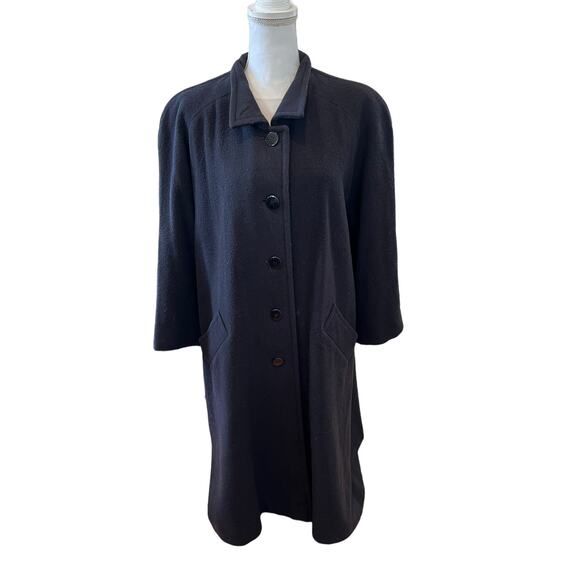 Pendleton Long Tailored Virgin Wool Coat Black 14 - Picture 1 of 10